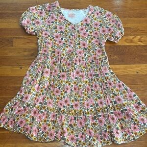 Floral Pink and Brown Kids Dress